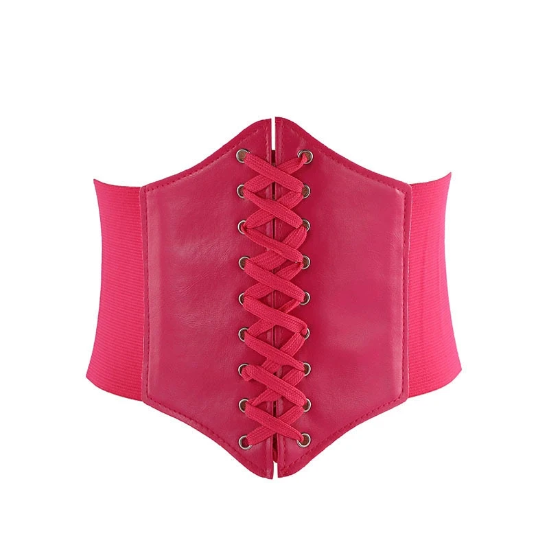 Women Corset Punk Black Wide Belt Leather Slimming Body Belts For Women Cummerbunds Elastic High Waist Belt Female Dress Corsets