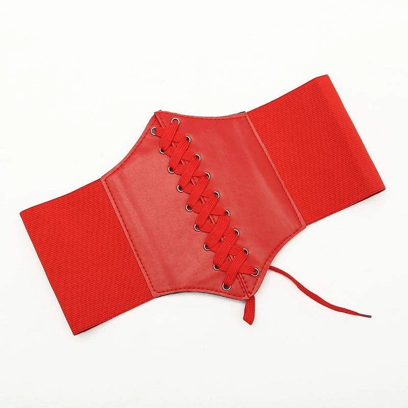 Women Corset Punk Black Wide Belt Leather Slimming Body Belts For Women Cummerbunds Elastic High Waist Belt Female Dress Corsets