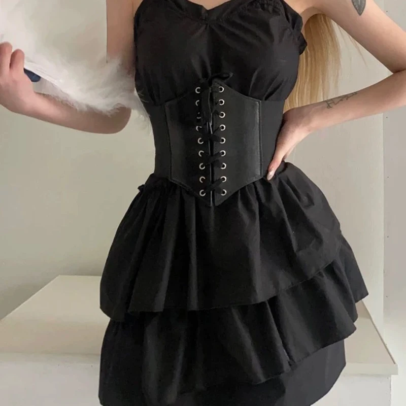 Women Corset Punk Black Wide Belt Leather Slimming Body Belts For Women Cummerbunds Elastic High Waist Belt Female Dress Corsets