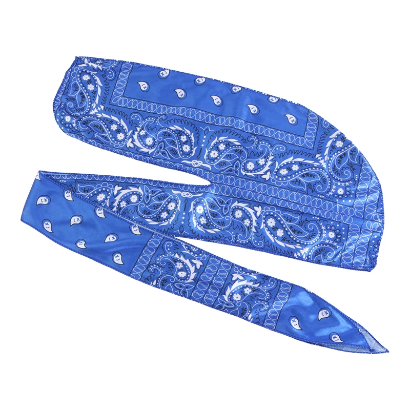 Amoeba Print Silky Durag Bandanas Long Tail Pirate Turban Cap Cashew Flower Durag Turban Outdoor Cycling Riding Street Hat Hijab
