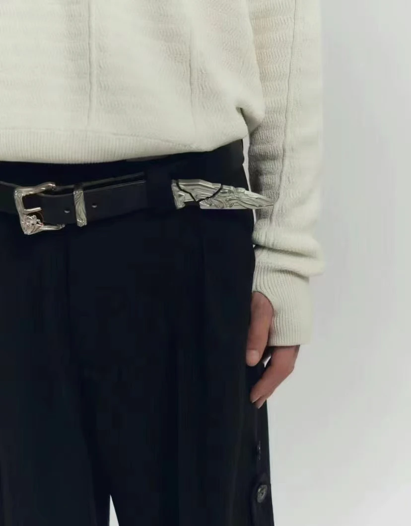 Irrgular Silver Curving Buckle Waist Belts Unisex Punk Y2K Rock Street Jeans Strap Luxury Designer Cinturones Para Hombre Belts