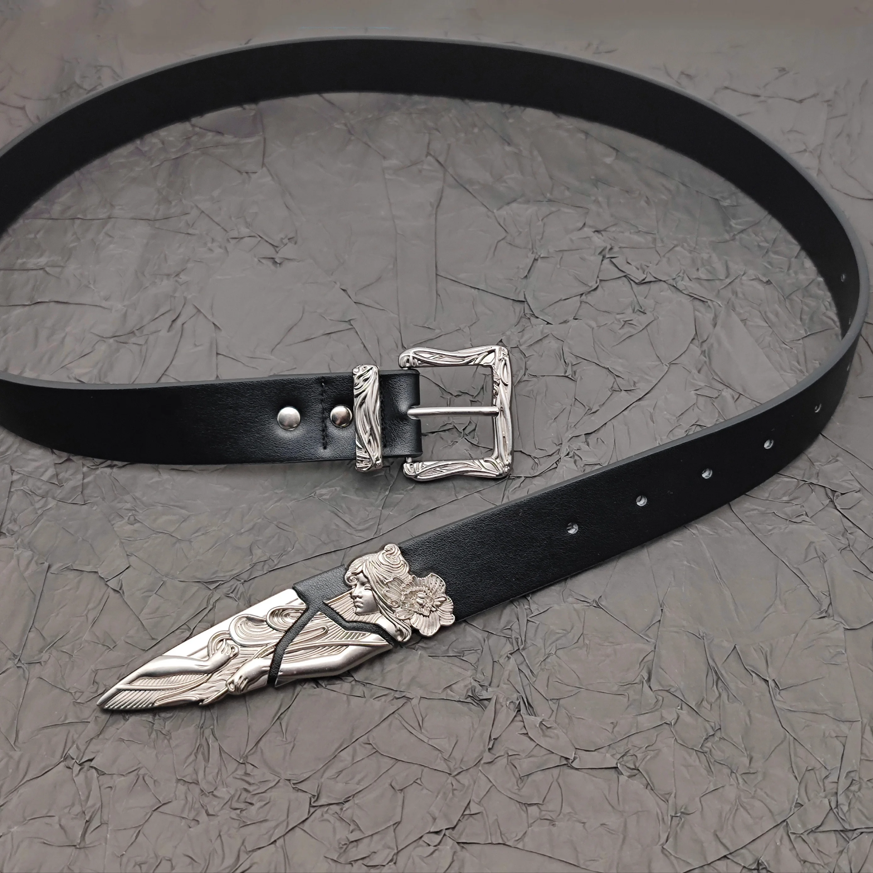 Irrgular Silver Curving Buckle Waist Belts Unisex Punk Y2K Rock Street Jeans Strap Luxury Designer Cinturones Para Hombre Belts
