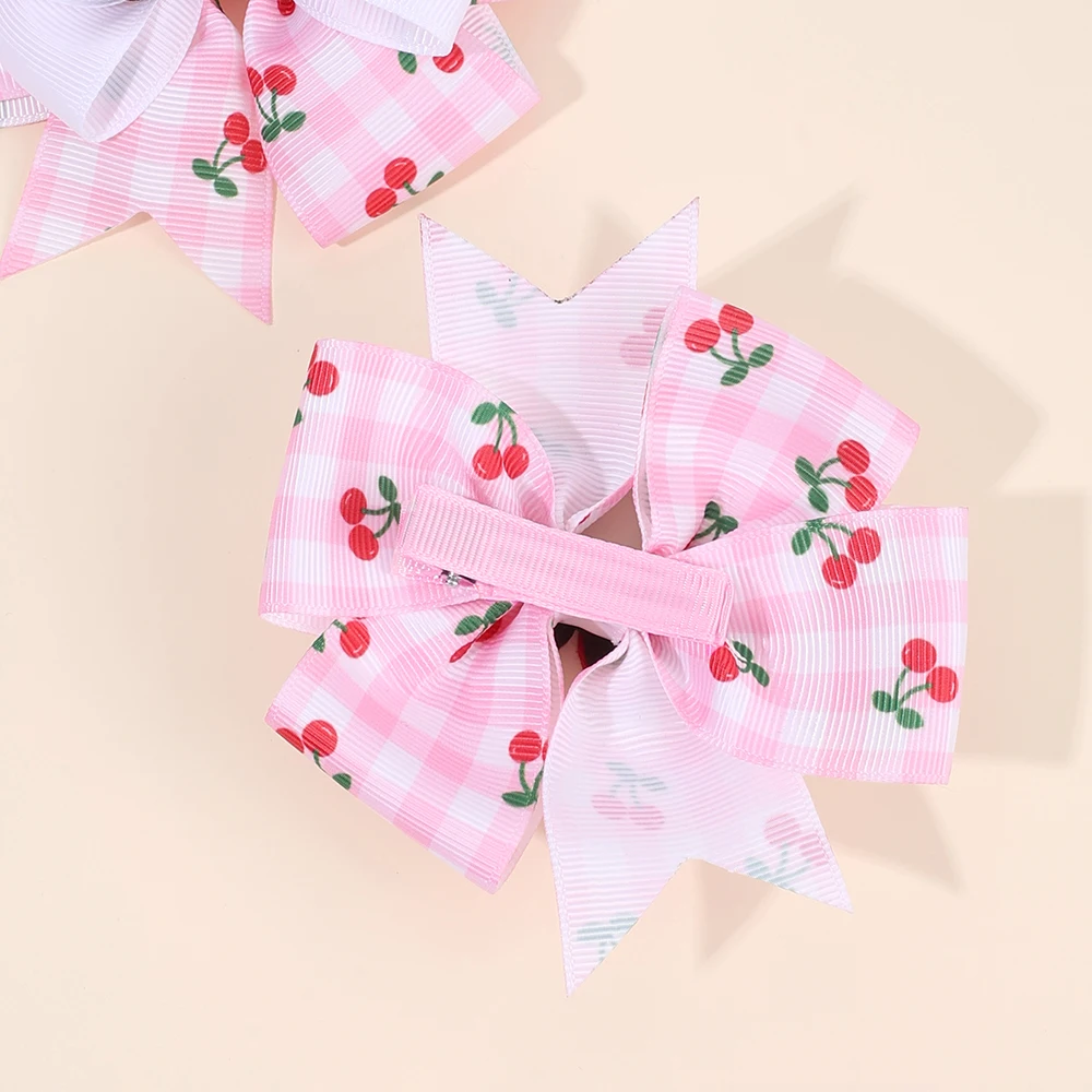 2Pcs Strawberry Hair Clip Sweet Polka Dot Ribbon Fashion Bow Barrettes For Girl Children Baby Trendy Korean Accessories Headwear