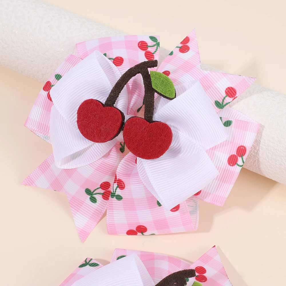 2Pcs Strawberry Hair Clip Sweet Polka Dot Ribbon Fashion Bow Barrettes For Girl Children Baby Trendy Korean Accessories Headwear