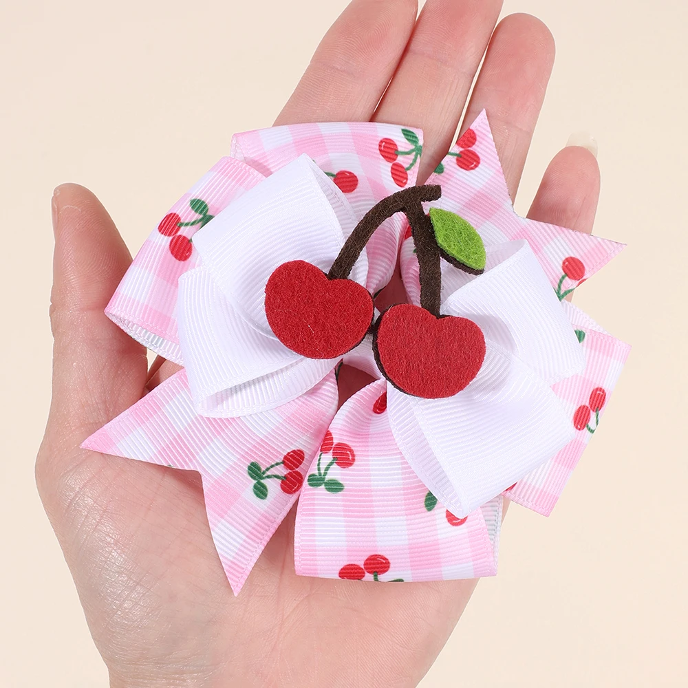 2Pcs Strawberry Hair Clip Sweet Polka Dot Ribbon Fashion Bow Barrettes For Girl Children Baby Trendy Korean Accessories Headwear