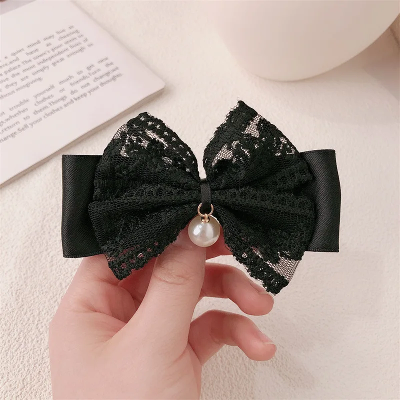 2/4pcs Xiaoxiangfeng lace bow hair clip, pearl bow, bangs clip, side hair clip, hair accessory, hairpin