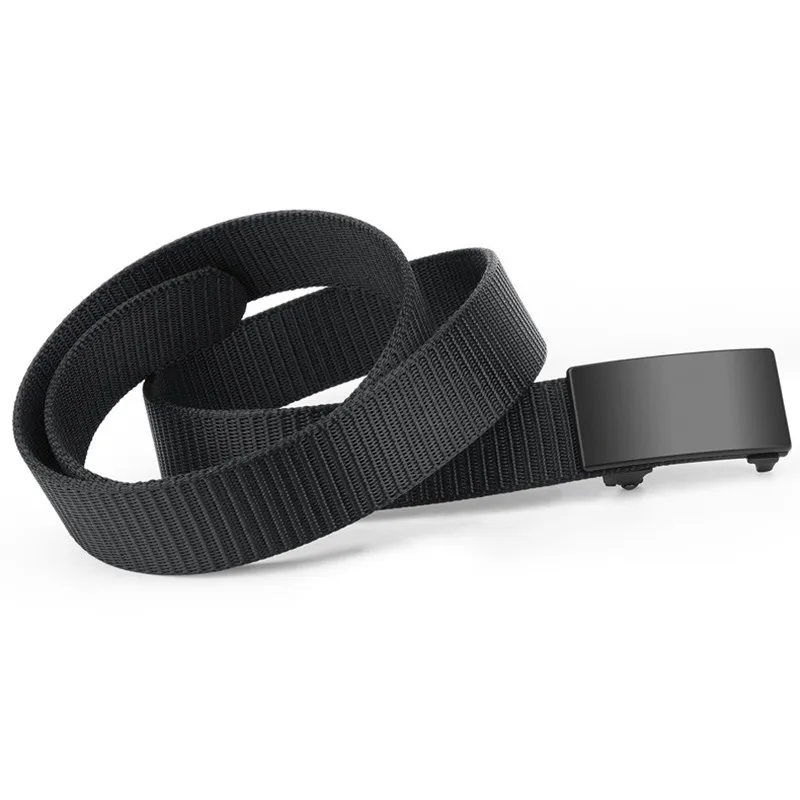 Men's Belt Outdoor Leisure Sports Belt Toothless Quick Release Automatic Buckle Quality Black Belt