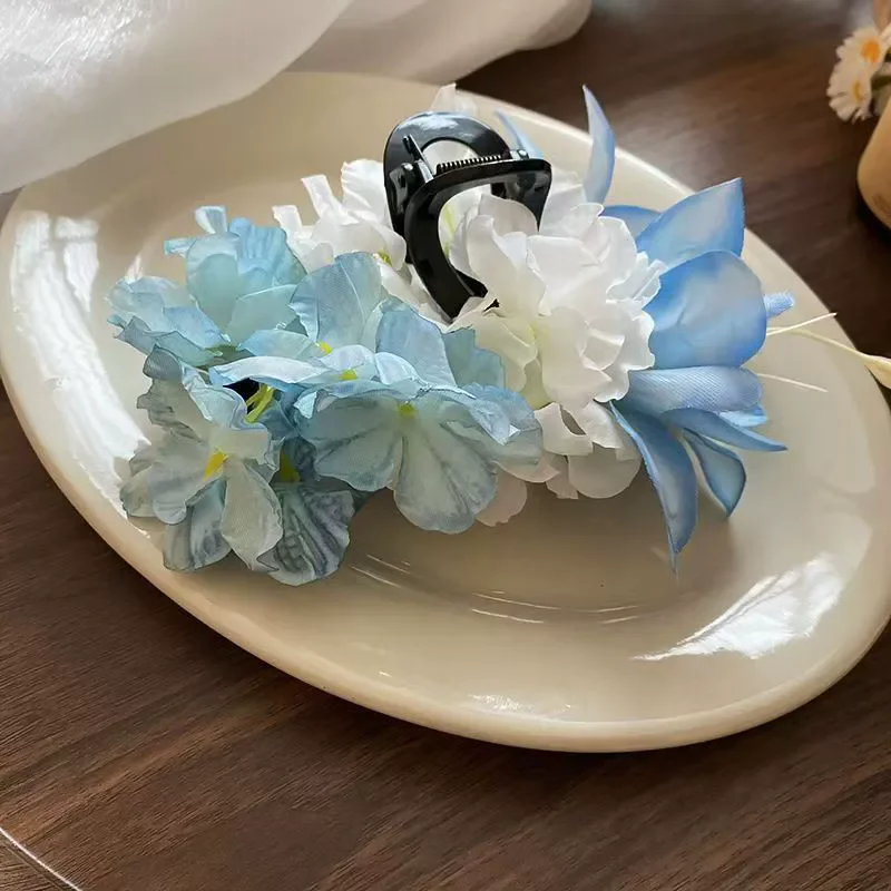 Sweet Flower Hair Clips For Women Bridal Flower Hair Claw Girls Large Claw Clip Pink Floral Hair Claw Hair Accessories Wedding