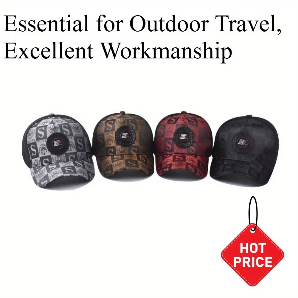 1pc Men's Fashionable Baseball Cap - Breathable Mesh, Snapback, Black/Red, Outdoor Travel