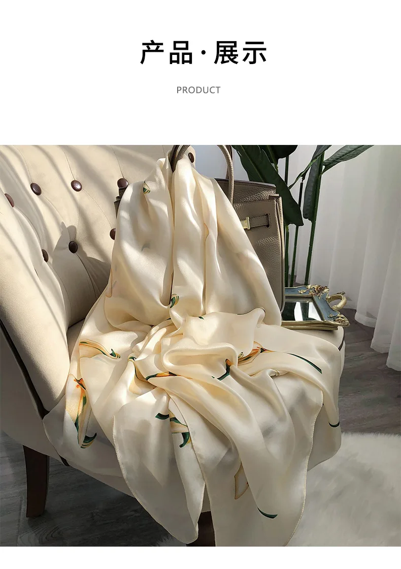 2025 Hangzhou 100% Natural Real Silk Scarf Women Bandana long Scarves Wrap Kerchief Luxury High Quality Hijab Echarpe pashmina