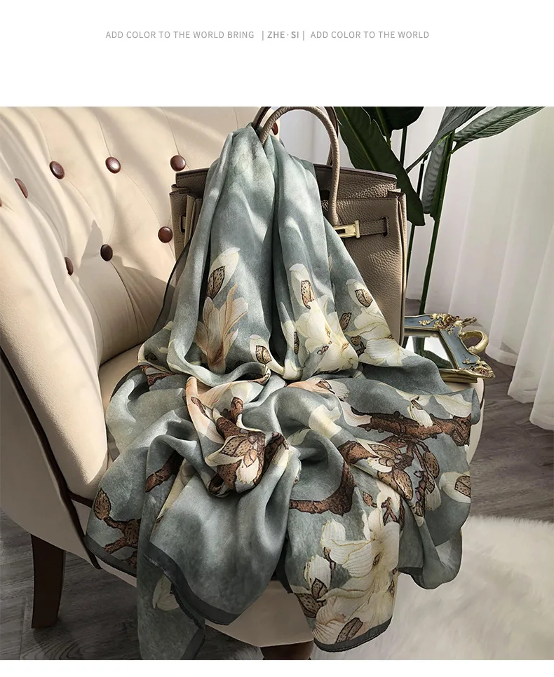 2025 Hangzhou 100% Natural Real Silk Scarf Women Bandana long Scarves Wrap Kerchief Luxury High Quality Hijab Echarpe pashmina