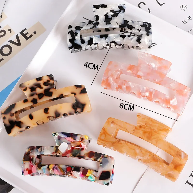 Vintage Hair Clip Simple Geometry Acetate Hair Claw Hair Clips for Women Girls Hair Accessories Hair Barrettes Crab Hair Clip