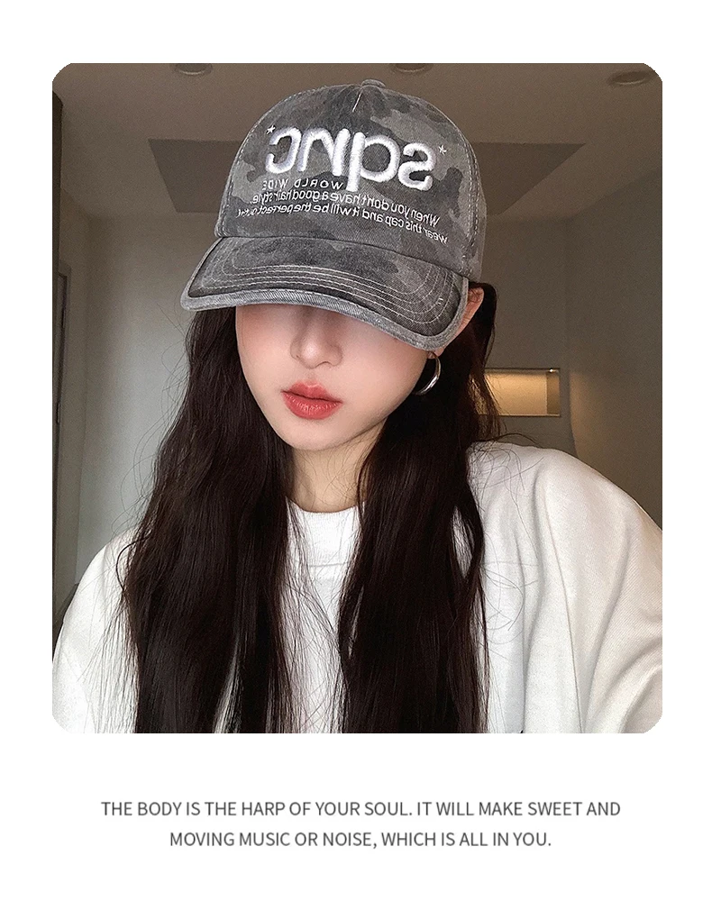 New Unisex American Style CAMO Letter Embroidery Baseball Hats Breathable Hip Hop Sunshade Peaked Caps Versatile Fashion Niche