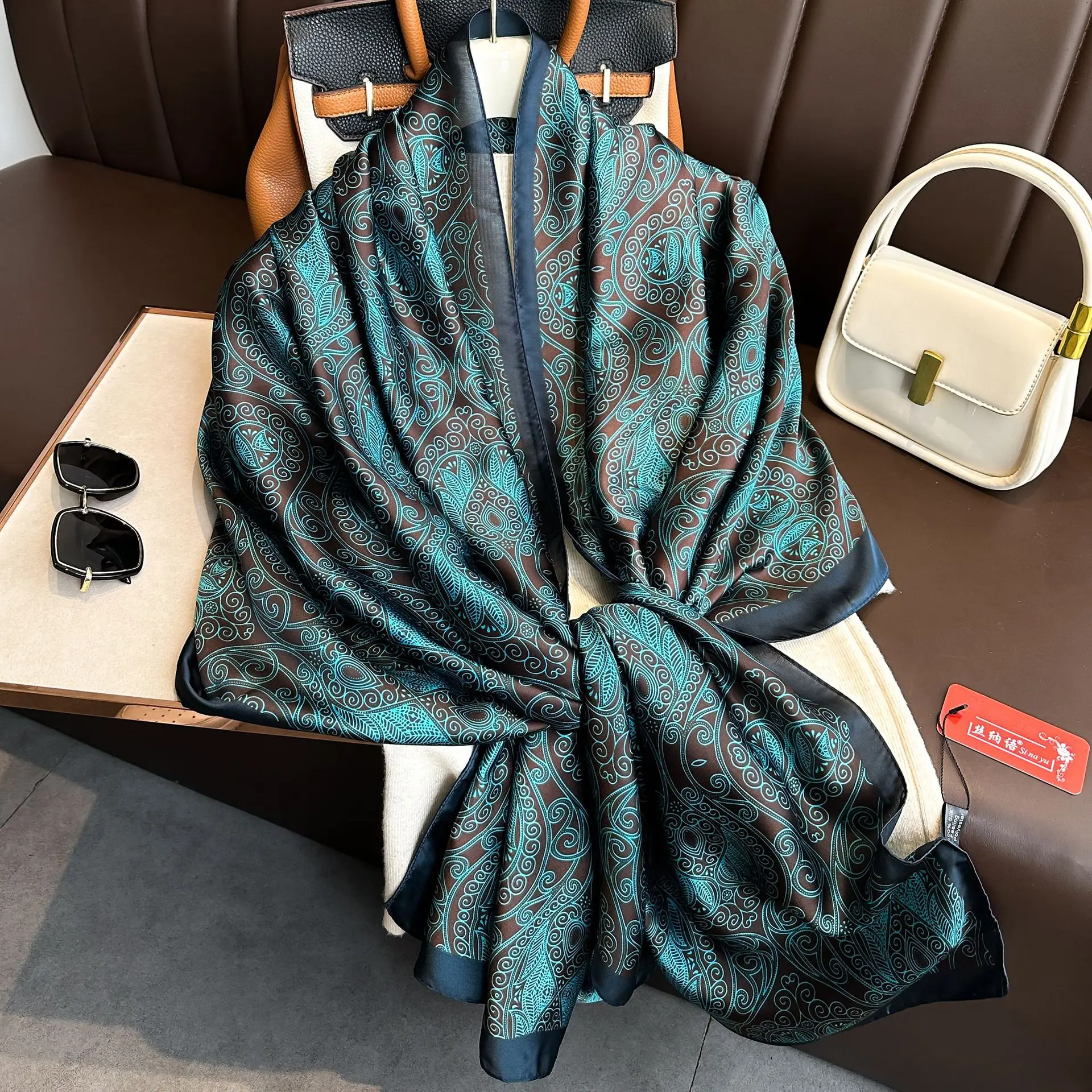 Luxury Design 180X90CM Long Shawls Beach Women Square Scarves Popular The Four Seasons Bandanna Sunscreen New Style Silk Scarf