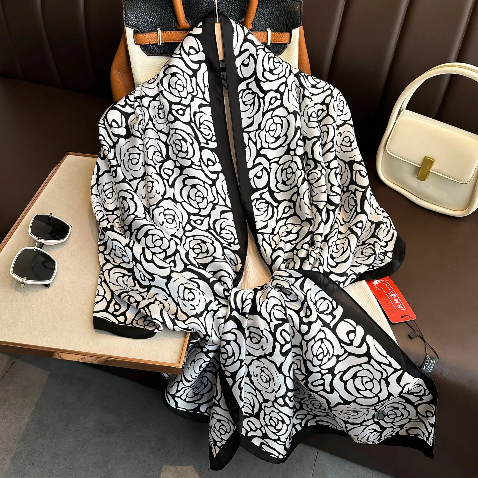 Luxury Design 180X90CM Long Shawls Beach Women Square Scarves Popular The Four Seasons Bandanna Sunscreen New Style Silk Scarf
