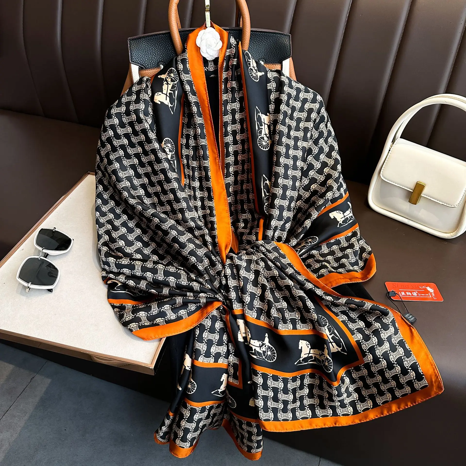 Luxury Design 180X90CM Long Shawls Beach Women Square Scarves Popular The Four Seasons Bandanna Sunscreen New Style Silk Scarf