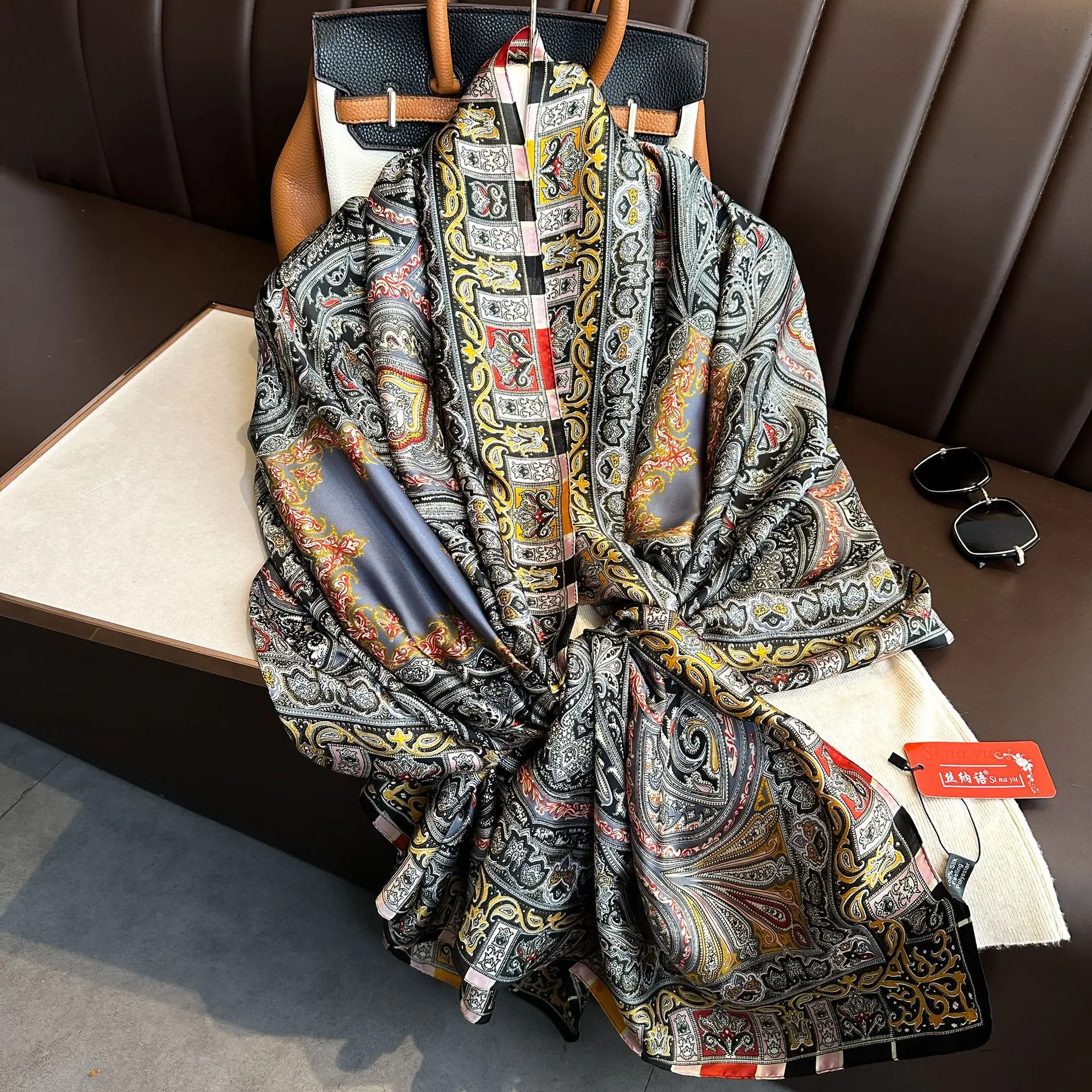 Luxury Design 180X90CM Long Shawls Beach Women Square Scarves Popular The Four Seasons Bandanna Sunscreen New Style Silk Scarf