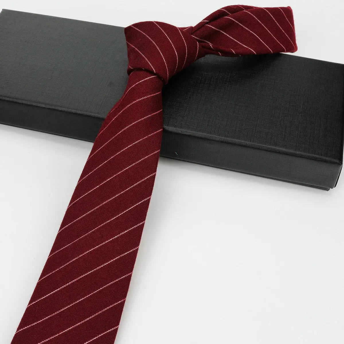 Mens Ties 6cm Classic Cotton Handmade Skinny Striped Neckties For Men Narrow Collar Slim Cashmere Casual Tie Accessories Gifts