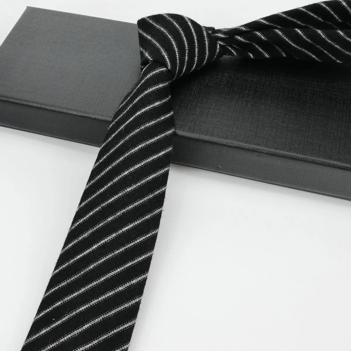 Mens Ties 6cm Classic Cotton Handmade Skinny Striped Neckties For Men Narrow Collar Slim Cashmere Casual Tie Accessories Gifts