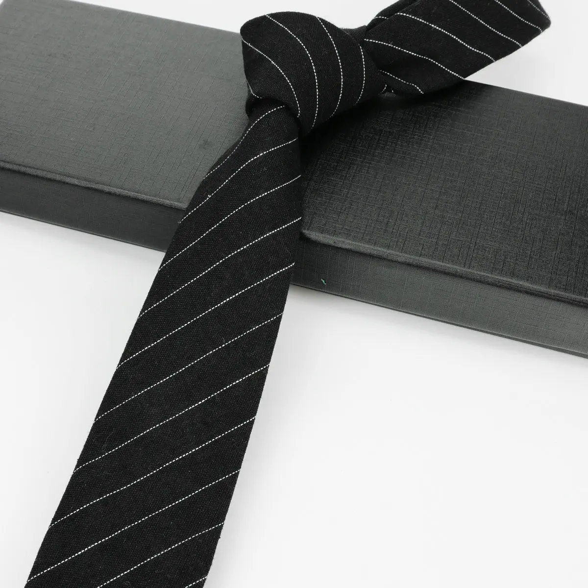 Mens Ties 6cm Classic Cotton Handmade Skinny Striped Neckties For Men Narrow Collar Slim Cashmere Casual Tie Accessories Gifts