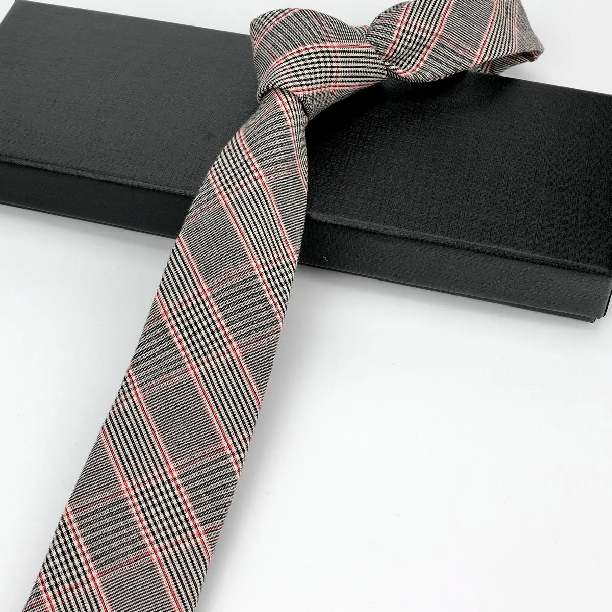 Mens Ties 6cm Classic Cotton Handmade Skinny Striped Neckties For Men Narrow Collar Slim Cashmere Casual Tie Accessories Gifts
