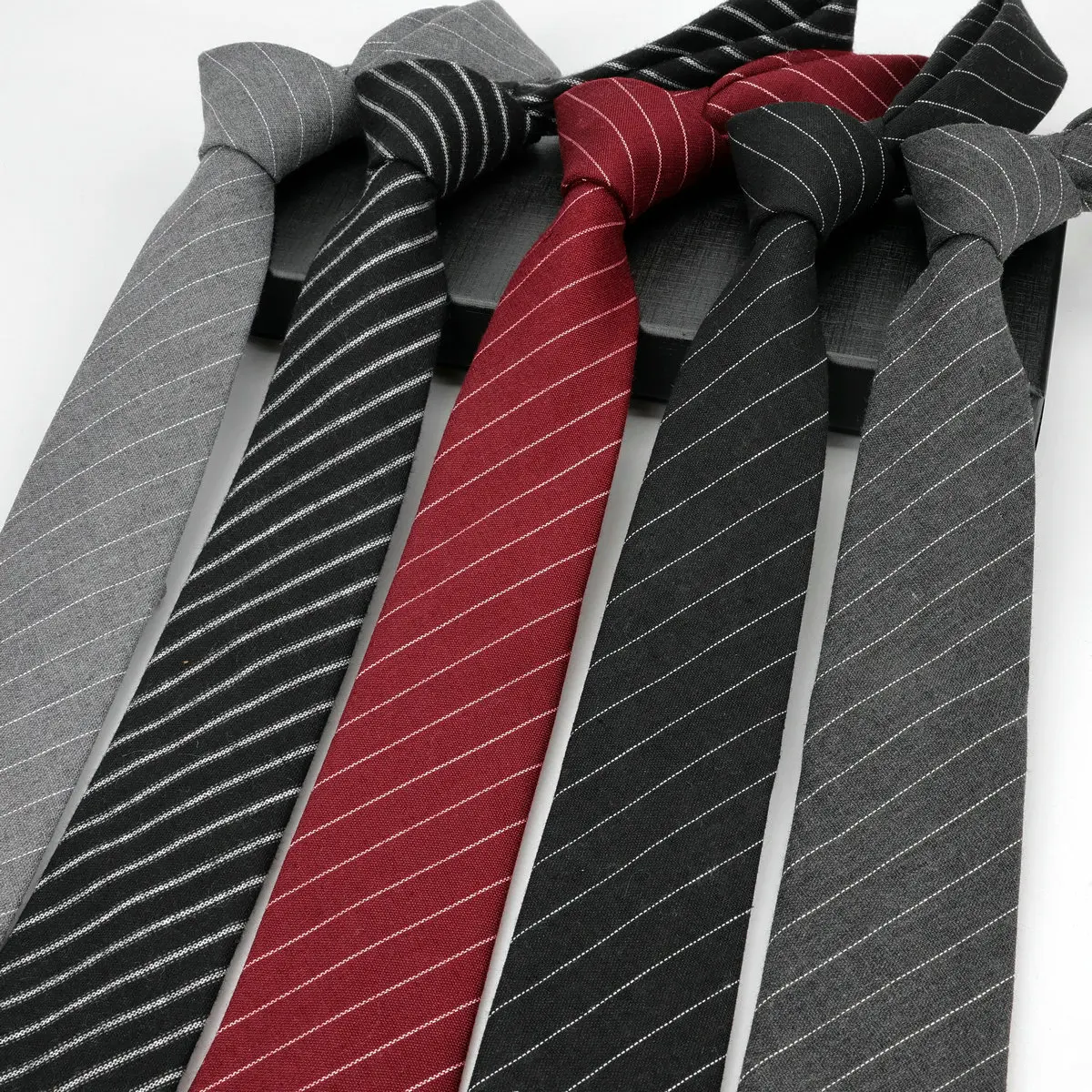 Mens Ties 6cm Classic Cotton Handmade Skinny Striped Neckties For Men Narrow Collar Slim Cashmere Casual Tie Accessories Gifts