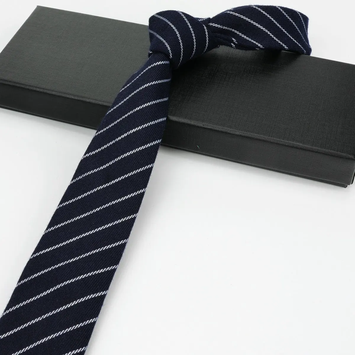 Mens Ties 6cm Classic Cotton Handmade Skinny Striped Neckties For Men Narrow Collar Slim Cashmere Casual Tie Accessories Gifts