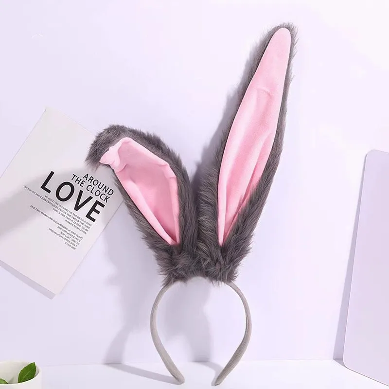 1PC Cosplay rabbit police officer rabbit ear headband cute headband accessories dress up plush headband hair clip