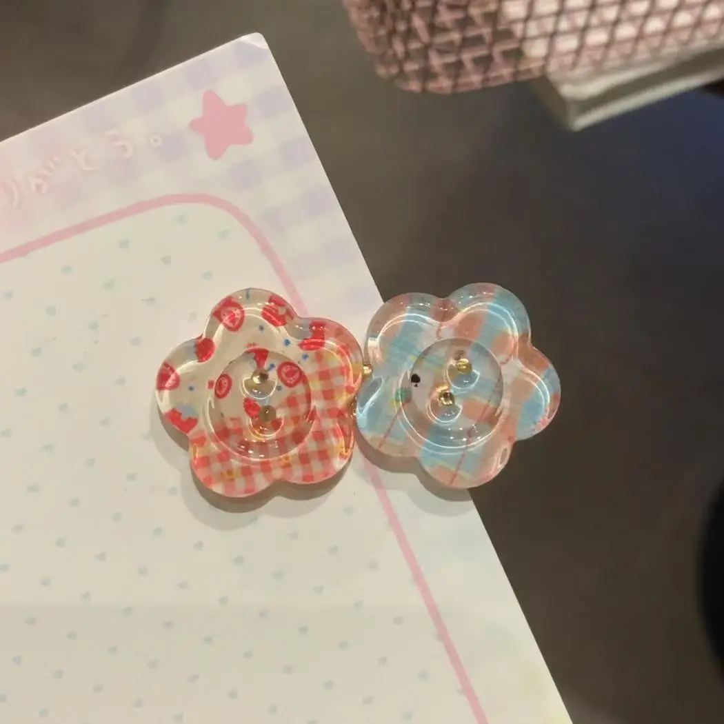4pcs cute jelly color-block flower hair clip sweet girl candy duck mouth clip ins edge clip small fresh hairpin