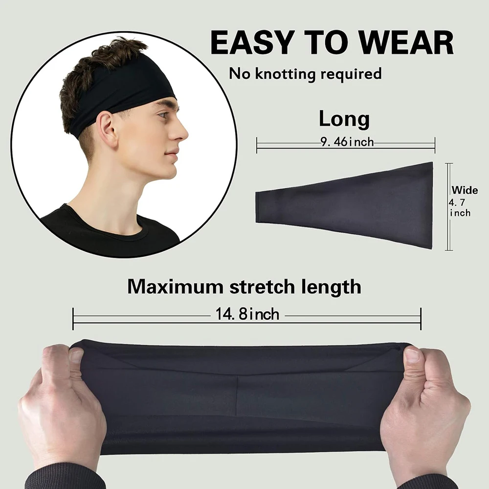 Sports Headbands for Men ,Moisture Wicking Workout Headband, Sweatband Headbands for Running,Cycling,Football,Yoga