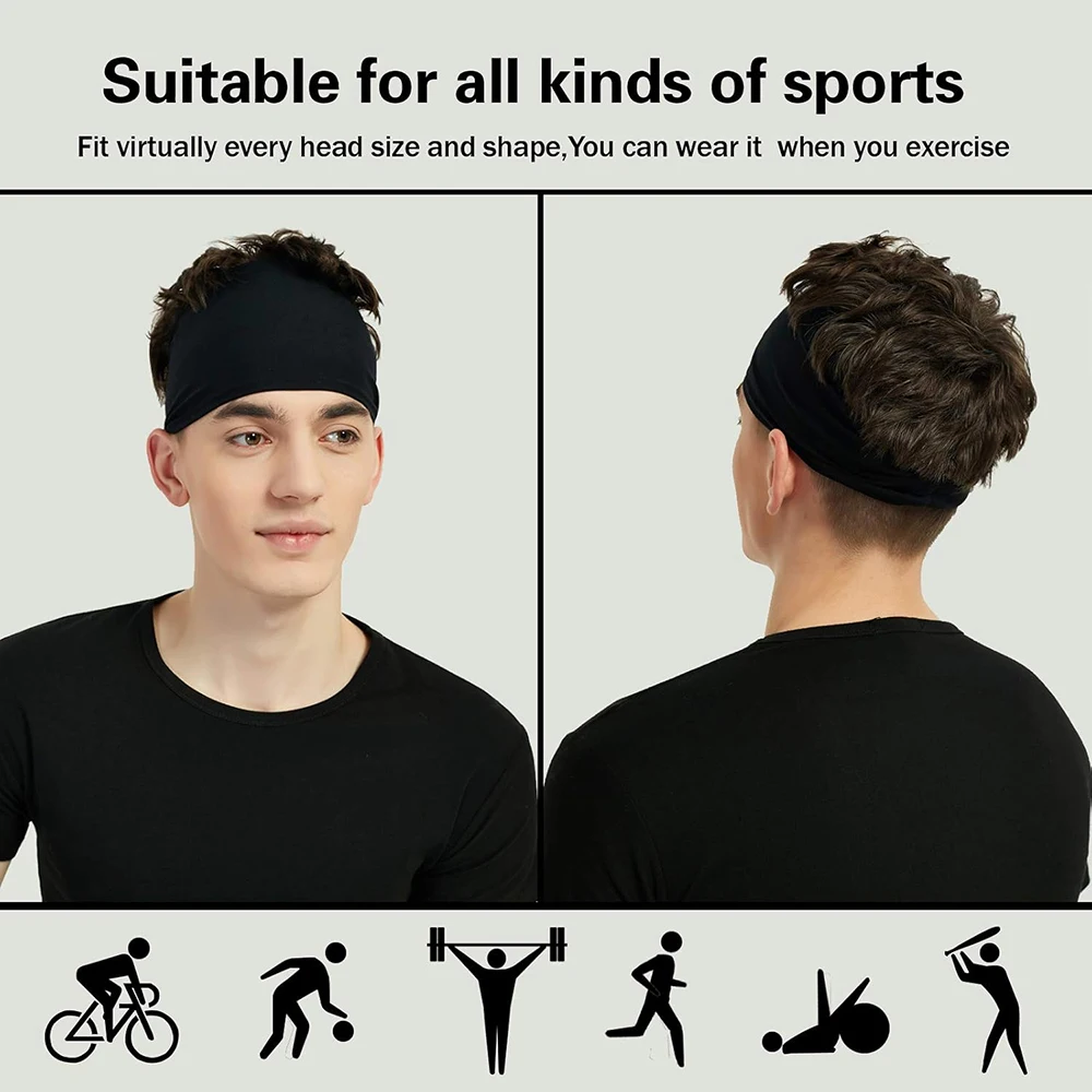 Sports Headbands for Men ,Moisture Wicking Workout Headband, Sweatband Headbands for Running,Cycling,Football,Yoga