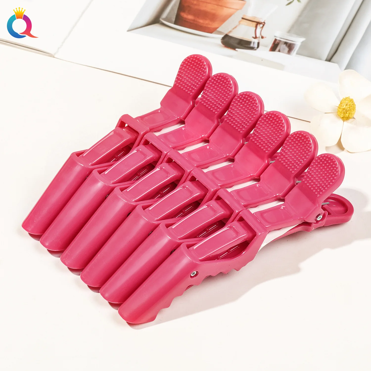 6-Piece Set of Vivid Alligator Hair Clips Professional Hairdressing Grips for Salon Use Crocodile Hairpins Barber Supplies