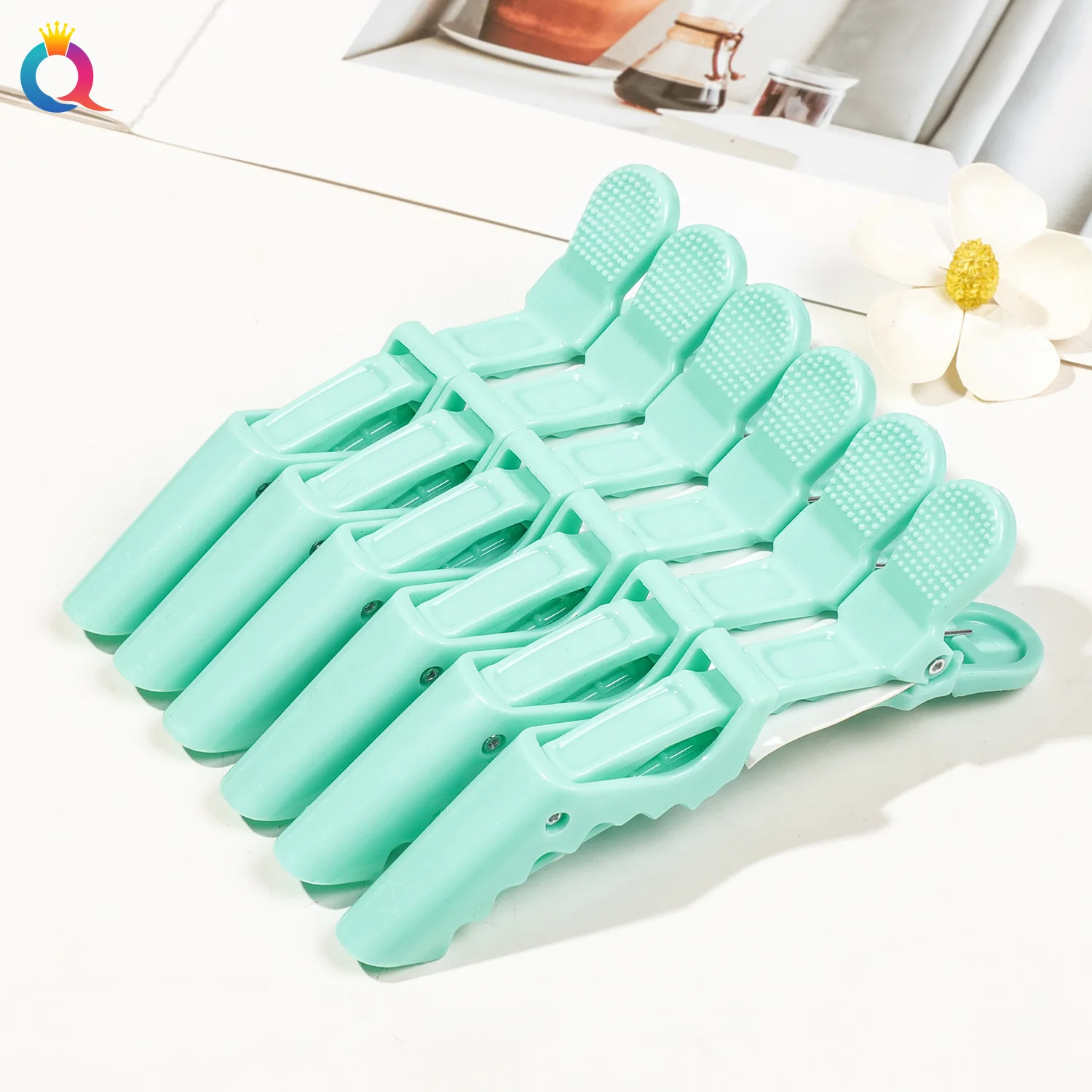6-Piece Set of Vivid Alligator Hair Clips Professional Hairdressing Grips for Salon Use Crocodile Hairpins Barber Supplies