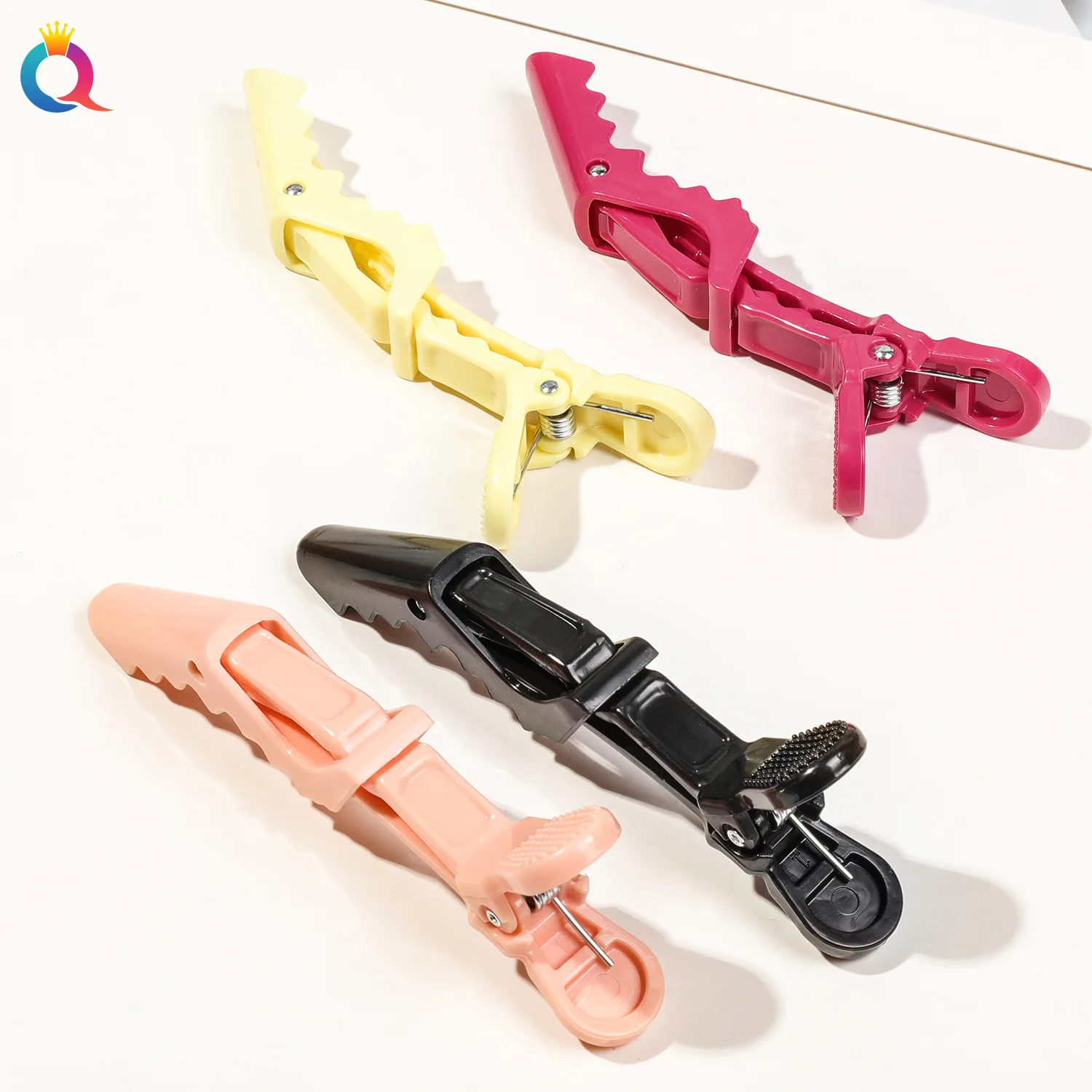 6-Piece Set of Vivid Alligator Hair Clips Professional Hairdressing Grips for Salon Use Crocodile Hairpins Barber Supplies