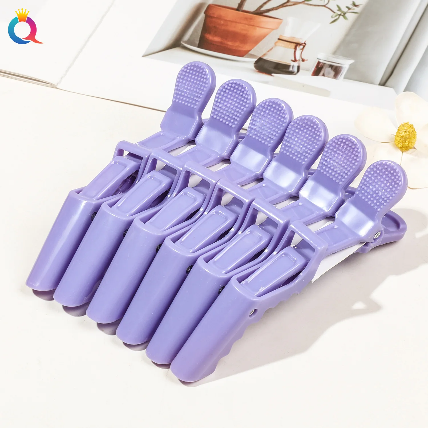 6-Piece Set of Vivid Alligator Hair Clips Professional Hairdressing Grips for Salon Use Crocodile Hairpins Barber Supplies