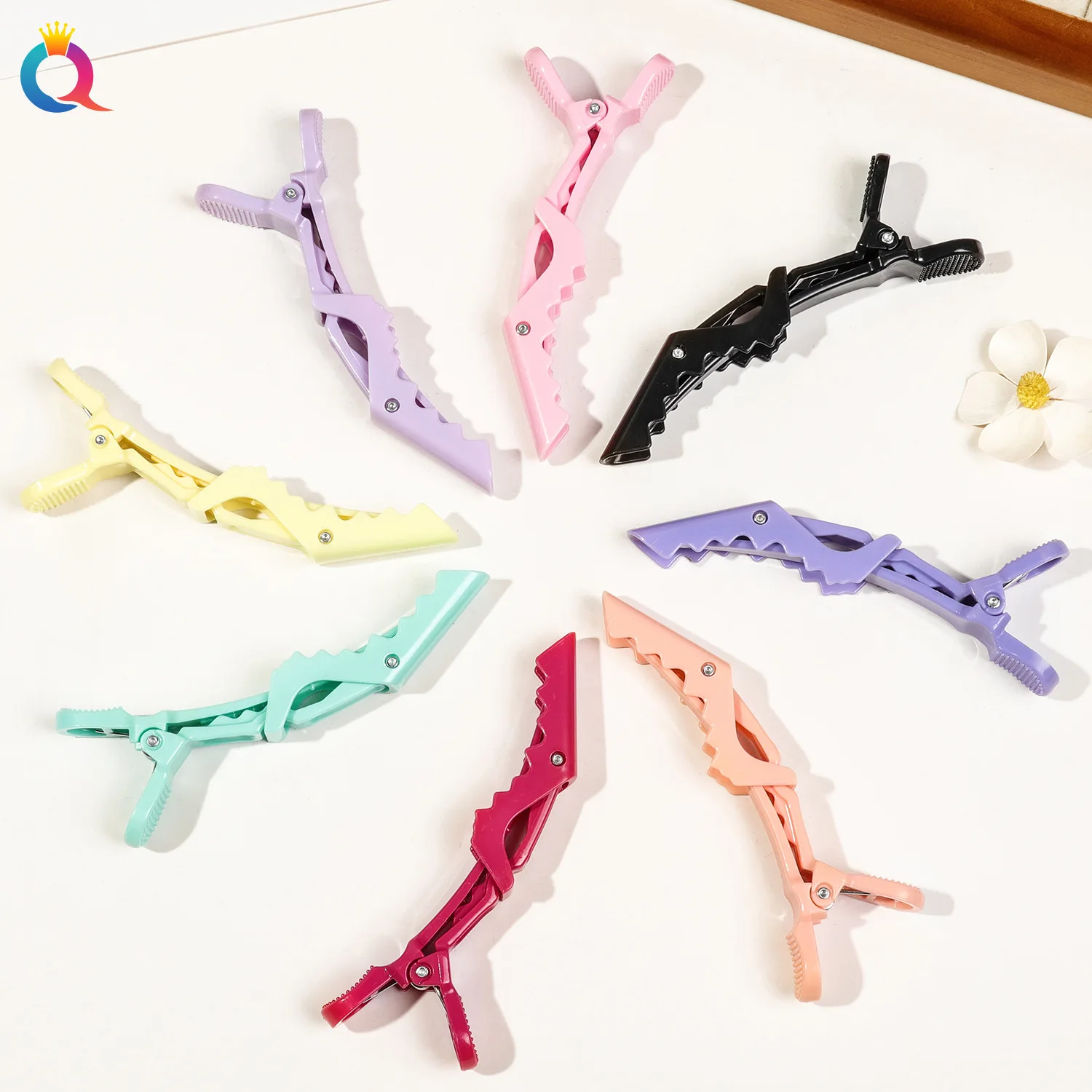 6-Piece Set of Vivid Alligator Hair Clips Professional Hairdressing Grips for Salon Use Crocodile Hairpins Barber Supplies