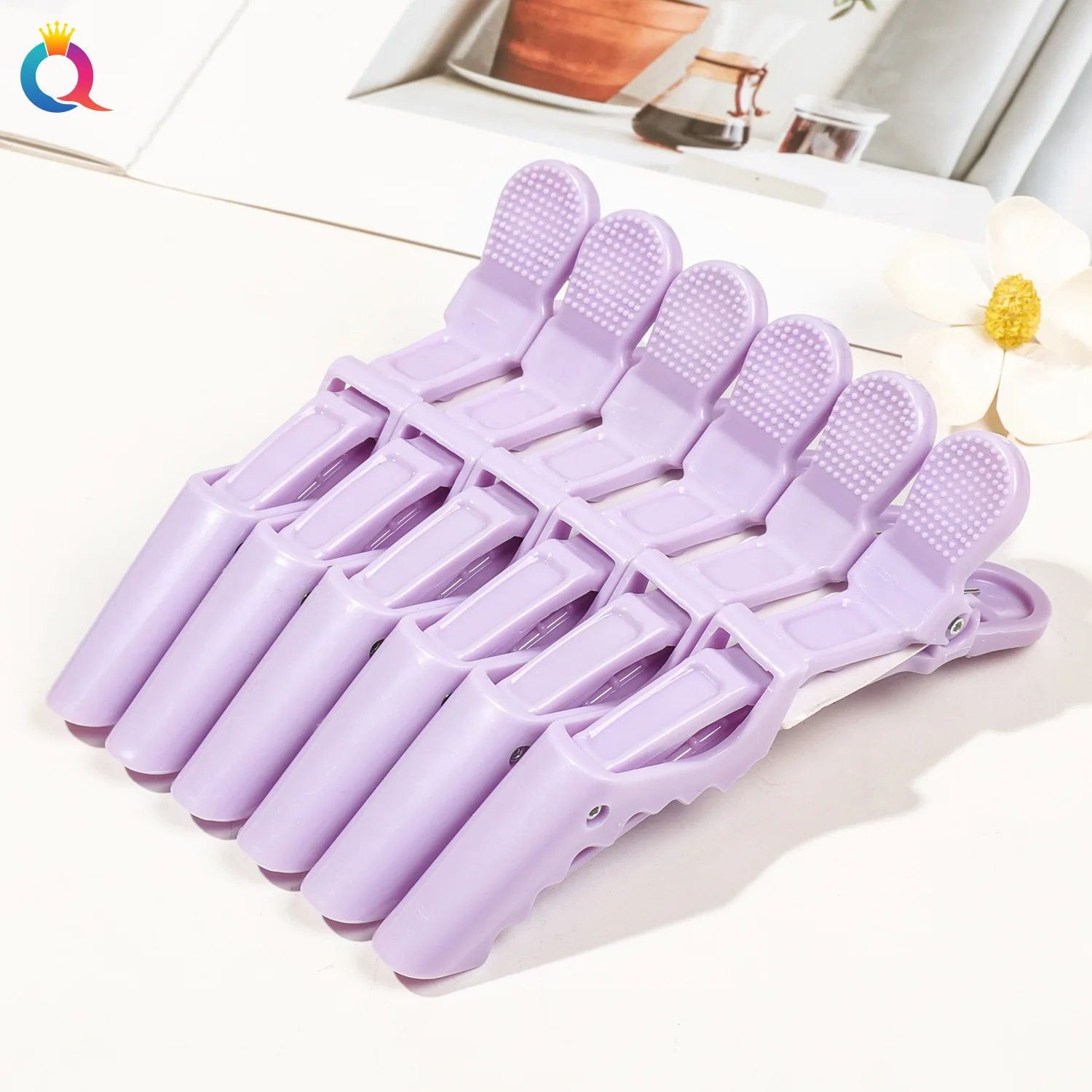 6-Piece Set of Vivid Alligator Hair Clips Professional Hairdressing Grips for Salon Use Crocodile Hairpins Barber Supplies