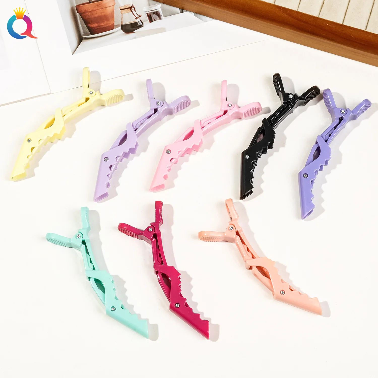 6-Piece Set of Vivid Alligator Hair Clips Professional Hairdressing Grips for Salon Use Crocodile Hairpins Barber Supplies
