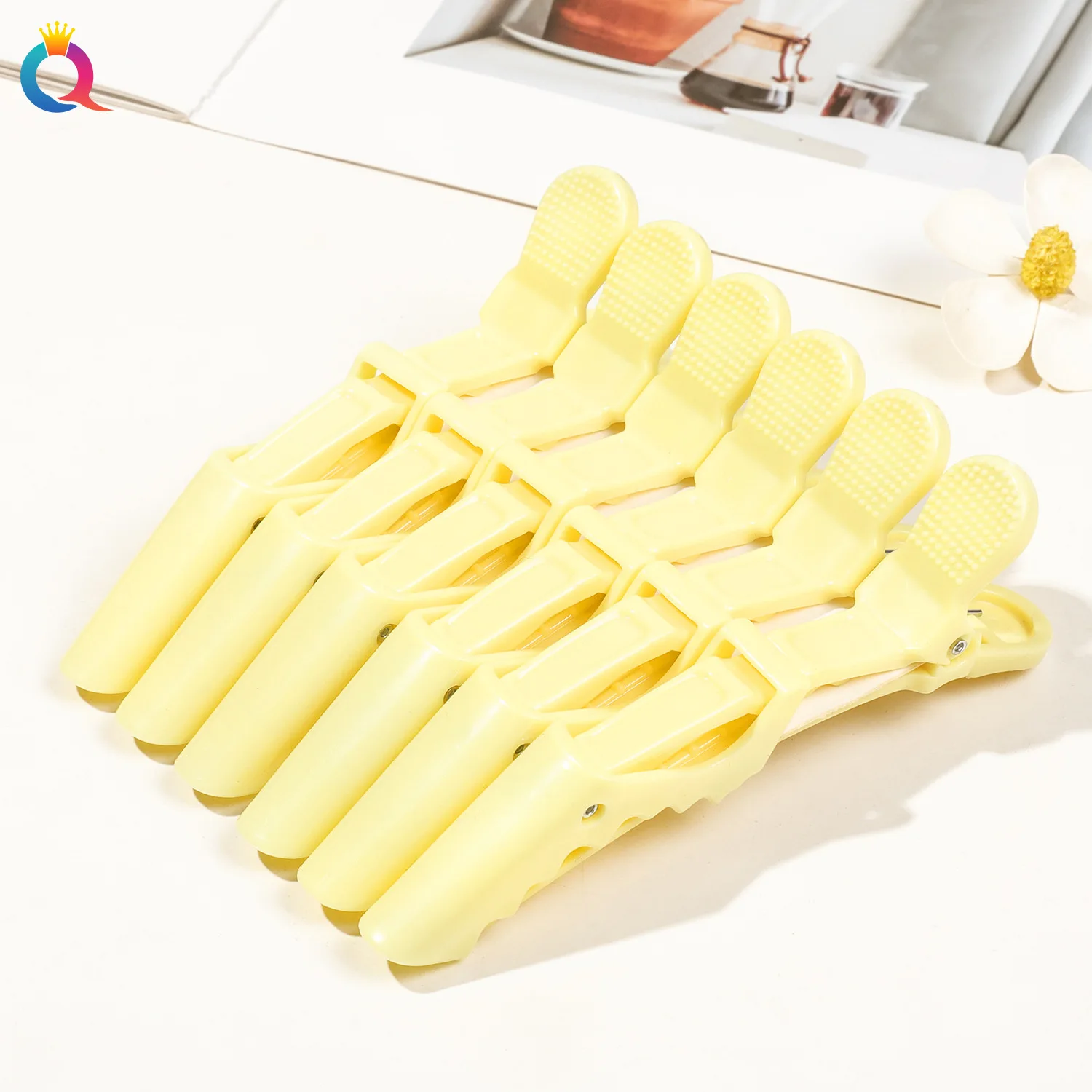 6-Piece Set of Vivid Alligator Hair Clips Professional Hairdressing Grips for Salon Use Crocodile Hairpins Barber Supplies