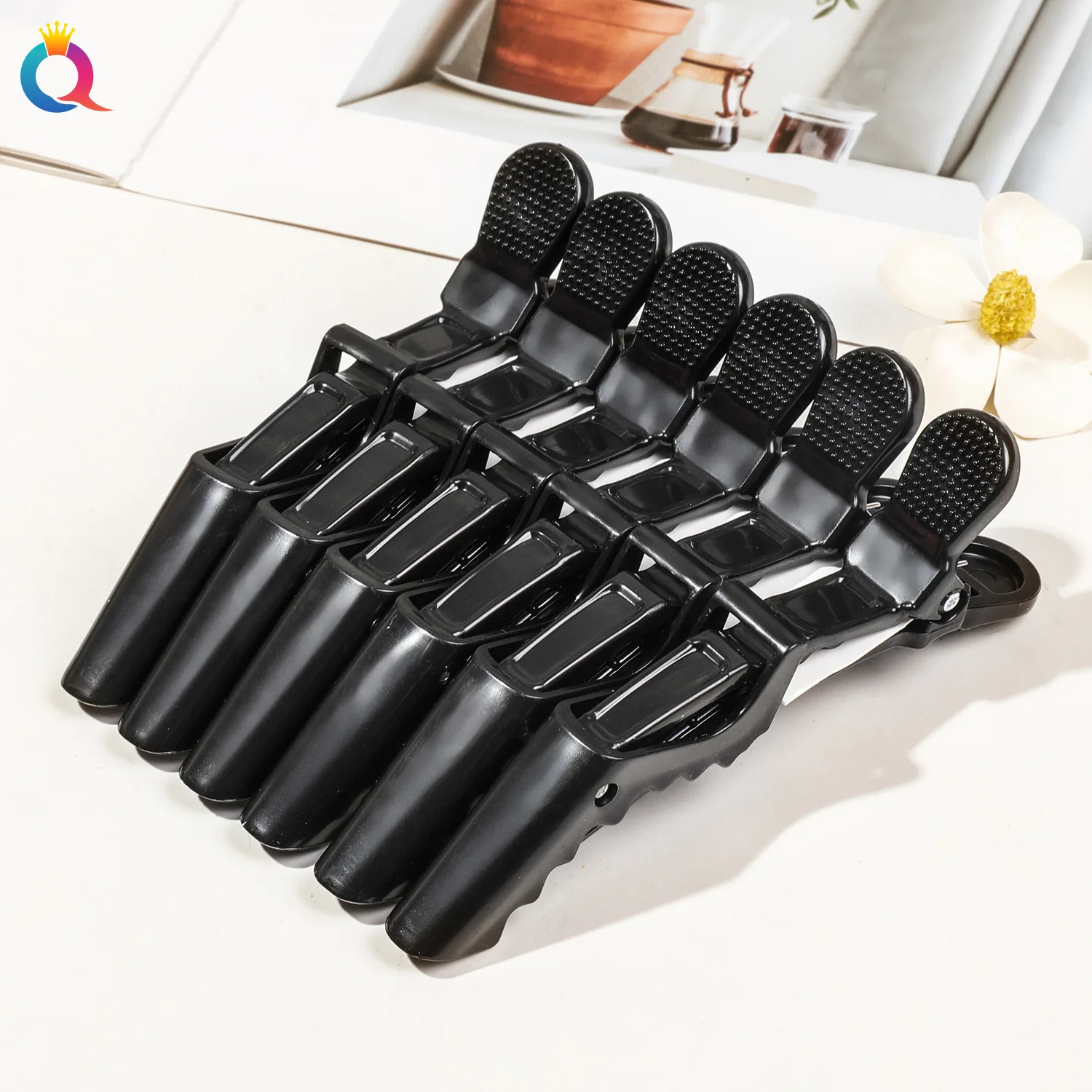 6-Piece Set of Vivid Alligator Hair Clips Professional Hairdressing Grips for Salon Use Crocodile Hairpins Barber Supplies