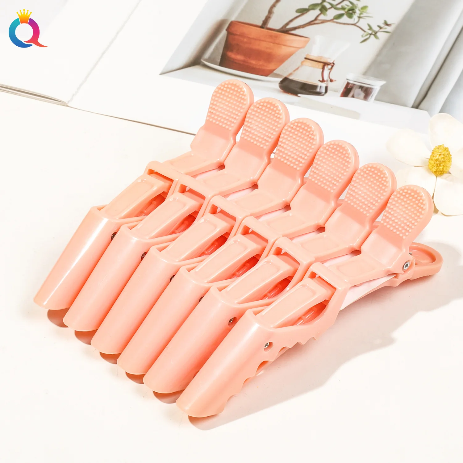 6-Piece Set of Vivid Alligator Hair Clips Professional Hairdressing Grips for Salon Use Crocodile Hairpins Barber Supplies