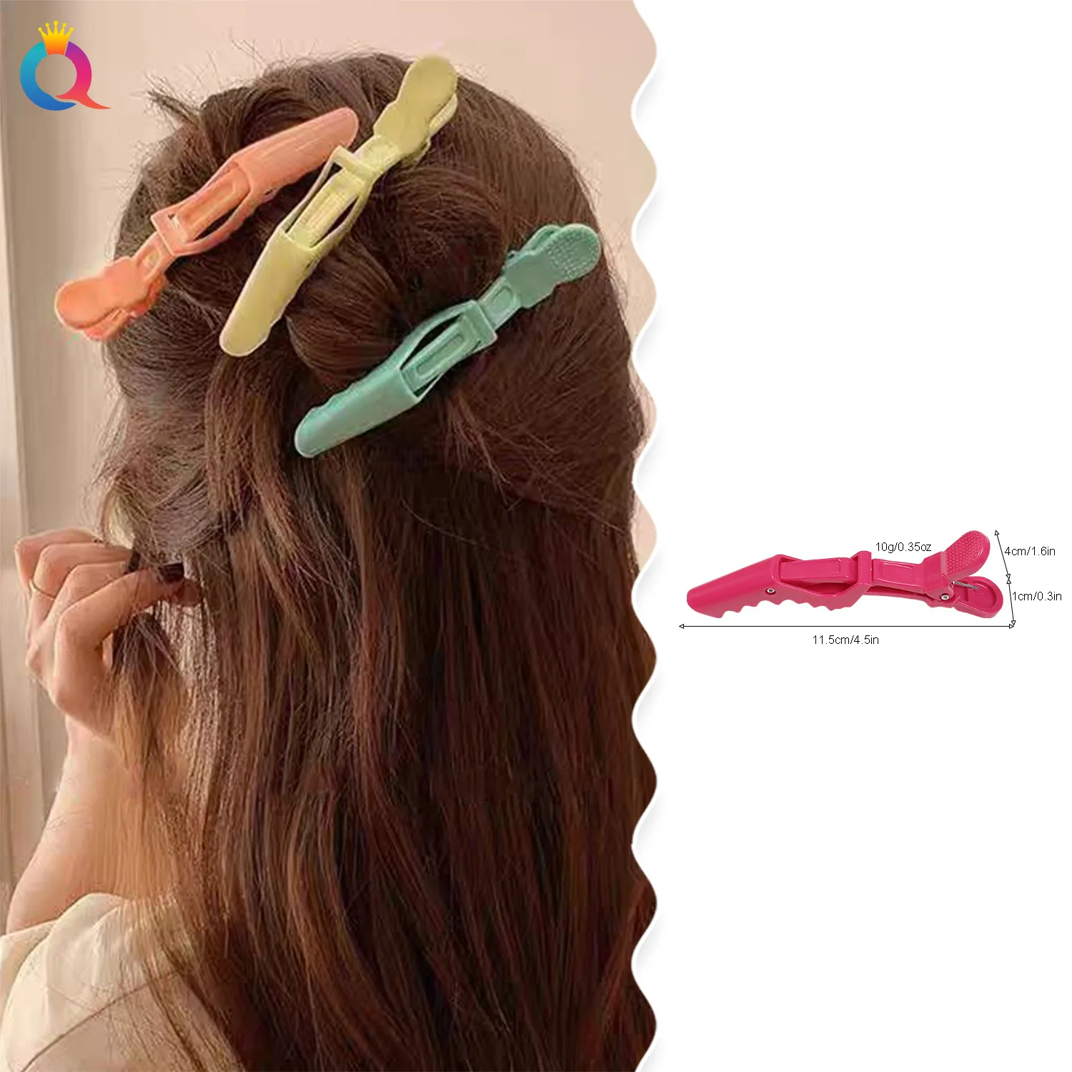 6-Piece Set of Vivid Alligator Hair Clips Professional Hairdressing Grips for Salon Use Crocodile Hairpins Barber Supplies