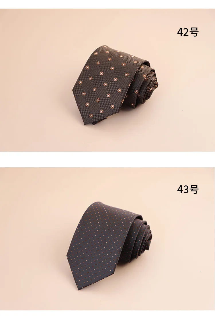 8cm Mens Fashion Brown Color Neckties Polyester Jacquard Paisley Striped Neck Ties Vintage Business Formal Tie Tuxedo Cravat