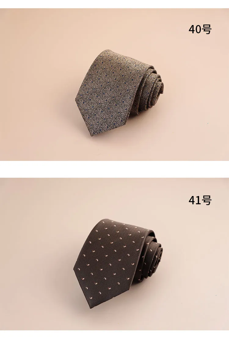8cm Mens Fashion Brown Color Neckties Polyester Jacquard Paisley Striped Neck Ties Vintage Business Formal Tie Tuxedo Cravat