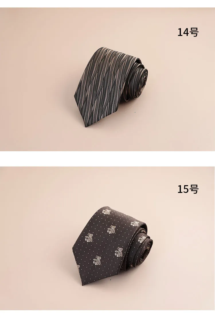 8cm Mens Fashion Brown Color Neckties Polyester Jacquard Paisley Striped Neck Ties Vintage Business Formal Tie Tuxedo Cravat
