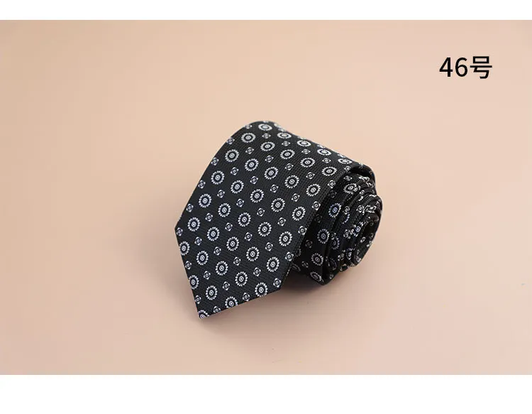8cm Mens Fashion Brown Color Neckties Polyester Jacquard Paisley Striped Neck Ties Vintage Business Formal Tie Tuxedo Cravat