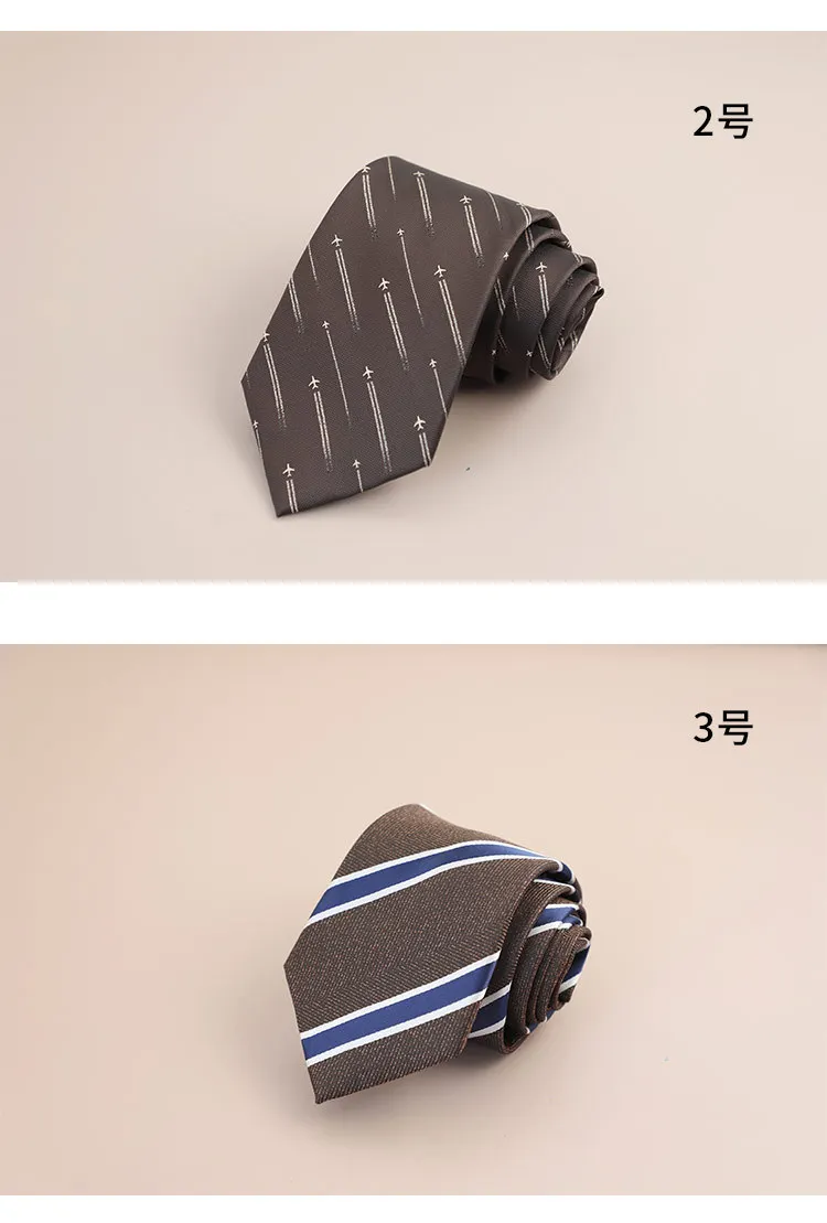 8cm Mens Fashion Brown Color Neckties Polyester Jacquard Paisley Striped Neck Ties Vintage Business Formal Tie Tuxedo Cravat