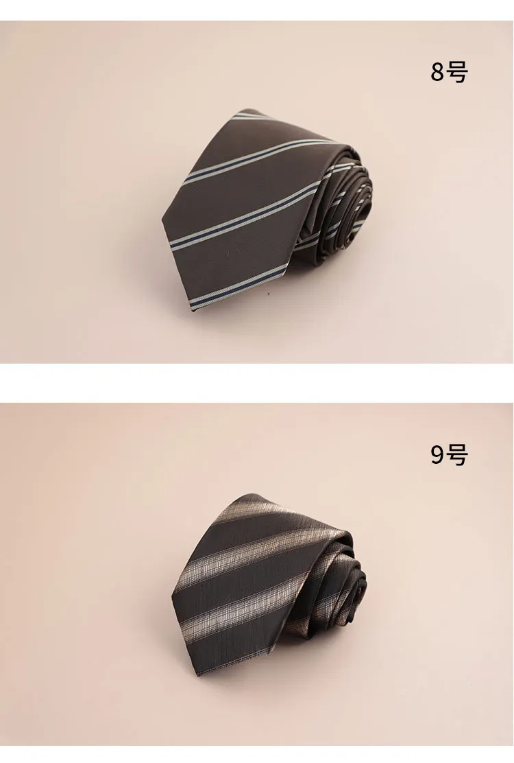 8cm Mens Fashion Brown Color Neckties Polyester Jacquard Paisley Striped Neck Ties Vintage Business Formal Tie Tuxedo Cravat