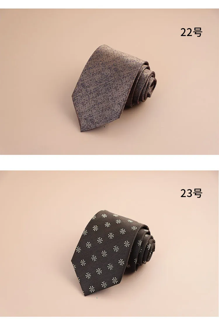 8cm Mens Fashion Brown Color Neckties Polyester Jacquard Paisley Striped Neck Ties Vintage Business Formal Tie Tuxedo Cravat