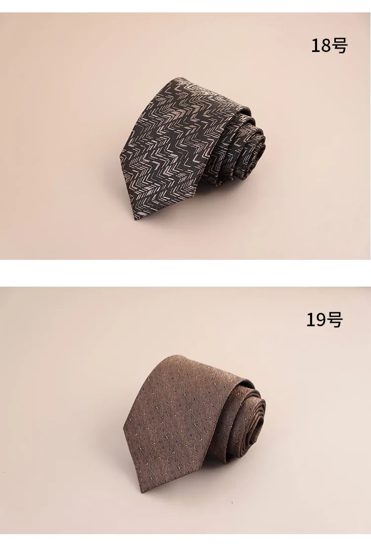 8cm Mens Fashion Brown Color Neckties Polyester Jacquard Paisley Striped Neck Ties Vintage Business Formal Tie Tuxedo Cravat